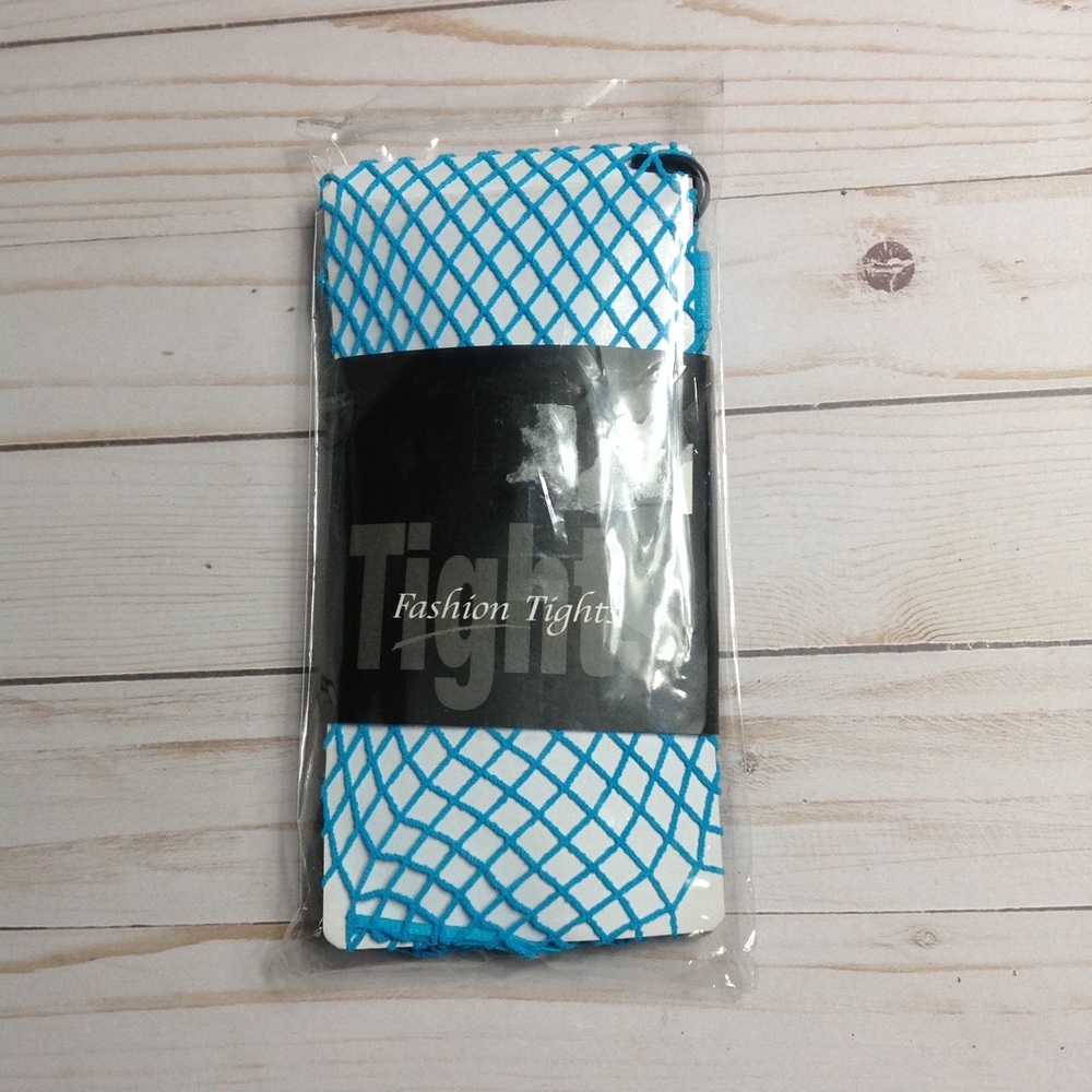 Blue fishnet fashion tights